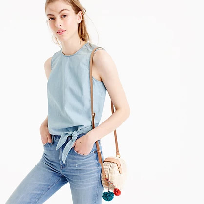 Chambray tie-waist top | J.Crew US