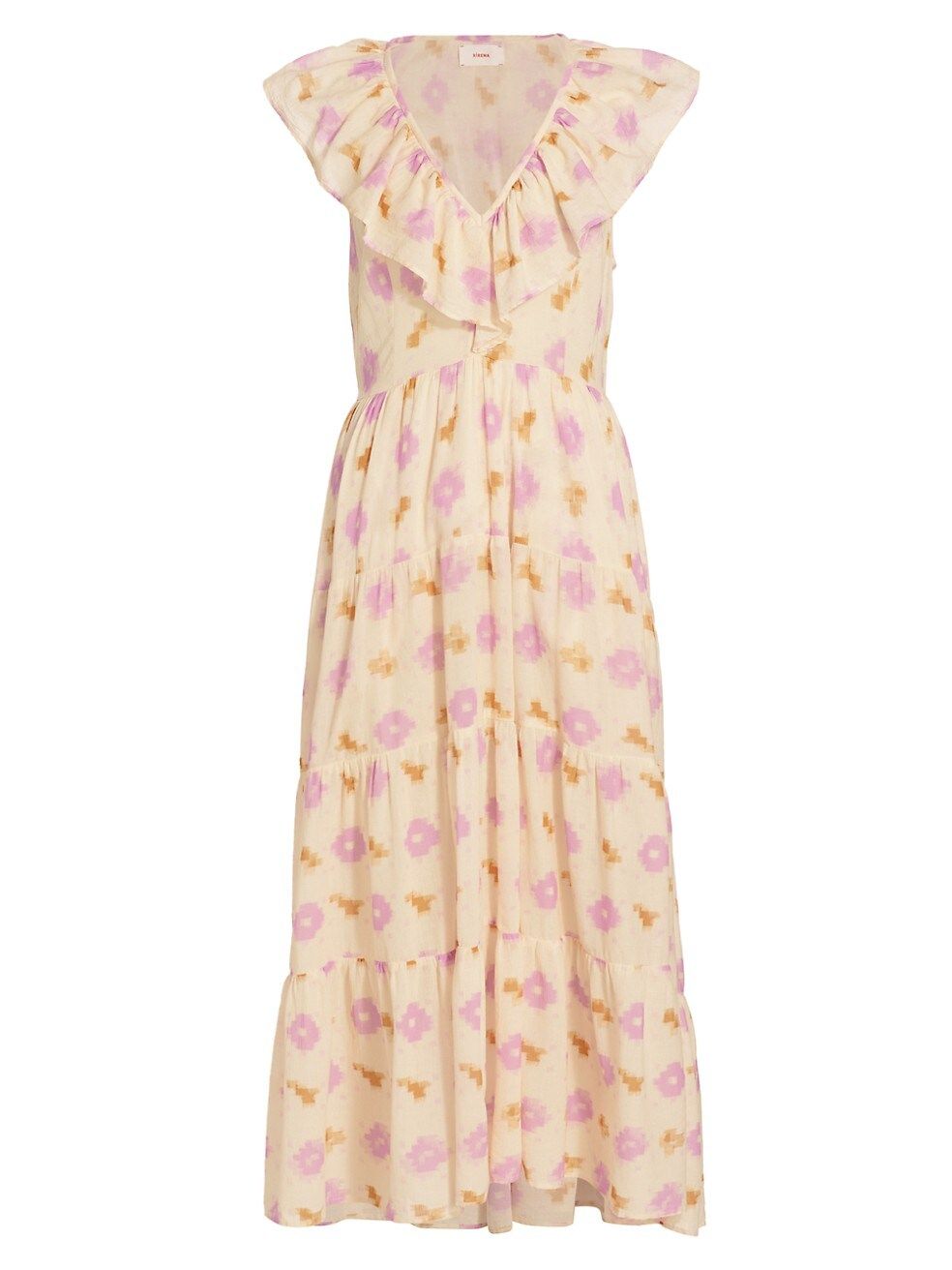 Xirena Tatiana Ruffled Ikat Cotton Midi-Dress | Saks Fifth Avenue