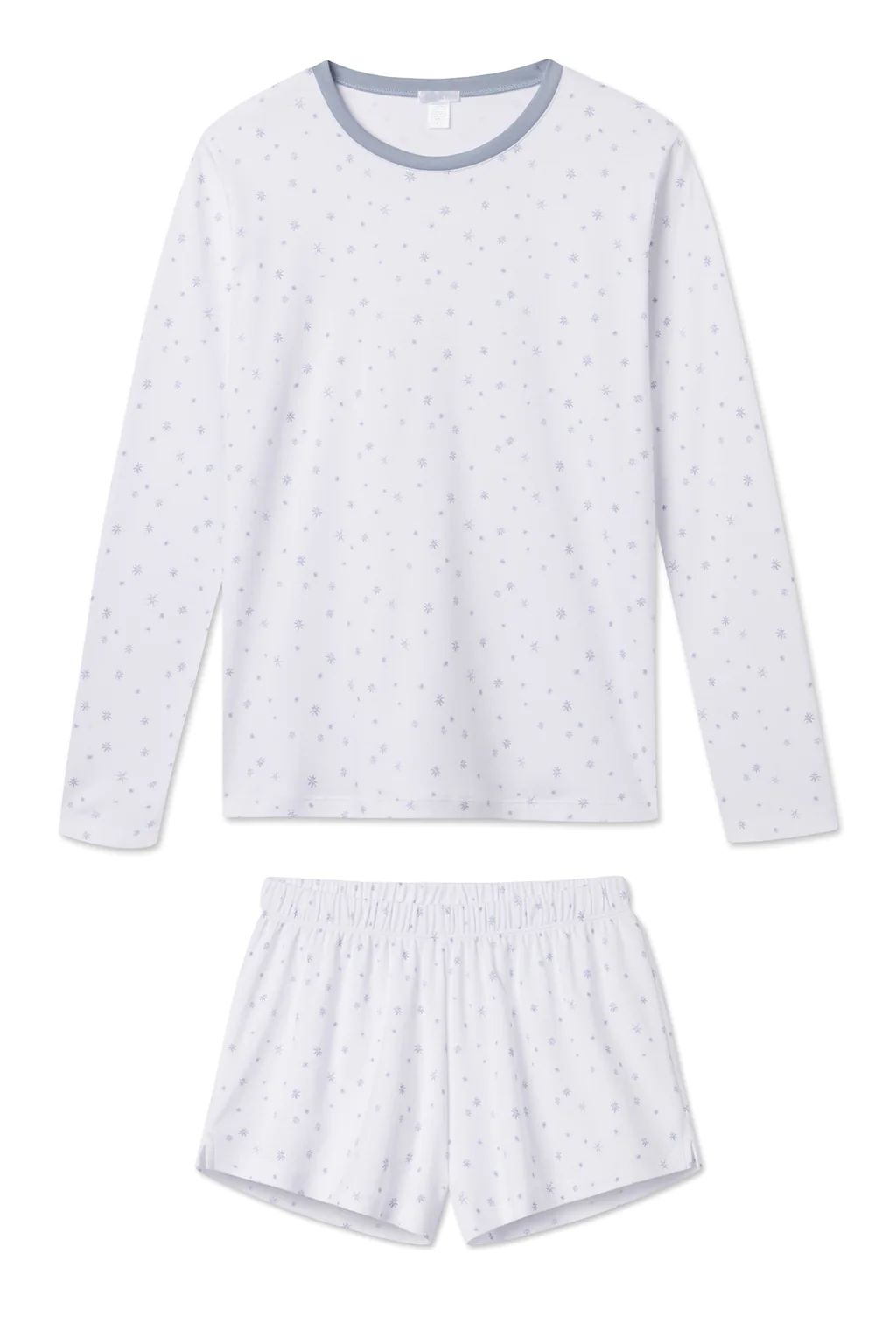 Pima Long-Short Weekend Set in Blue Snowflake | Lake Pajamas