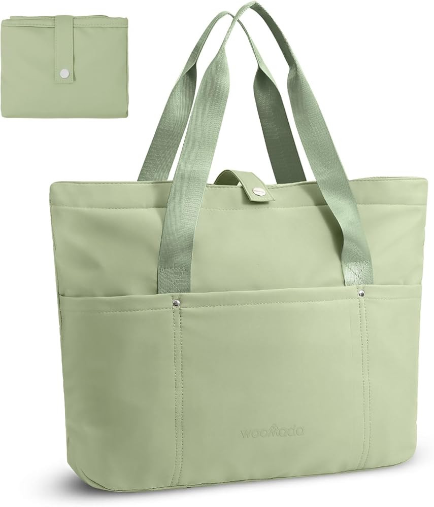 WOOMADA Women's Large Tote Bag With Zipper, Foldable Shoulder Handbag for Travel & Work, Durable ... | Amazon (US)