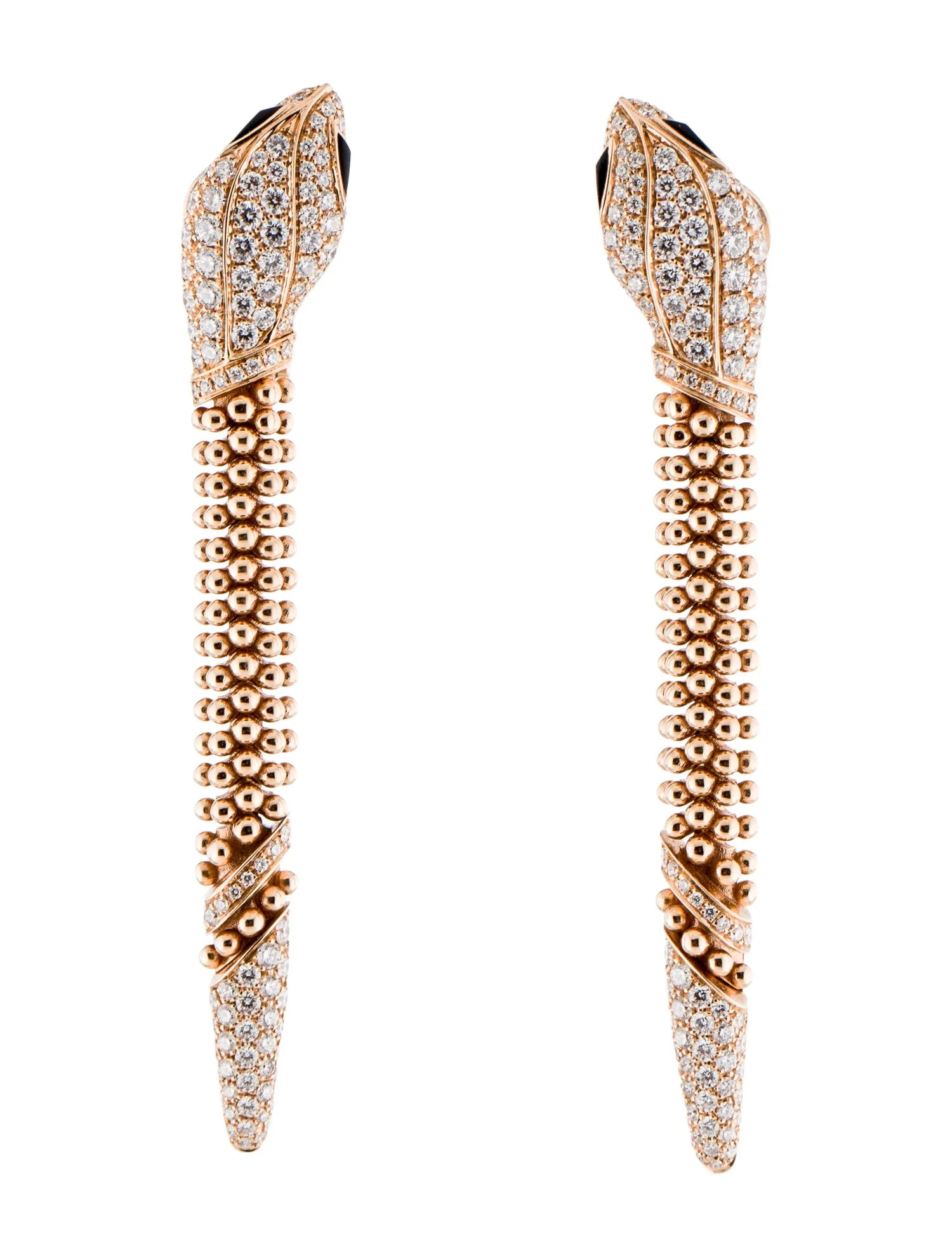 18K Diamond & Onyx Serpenti Drop Earclips | The RealReal