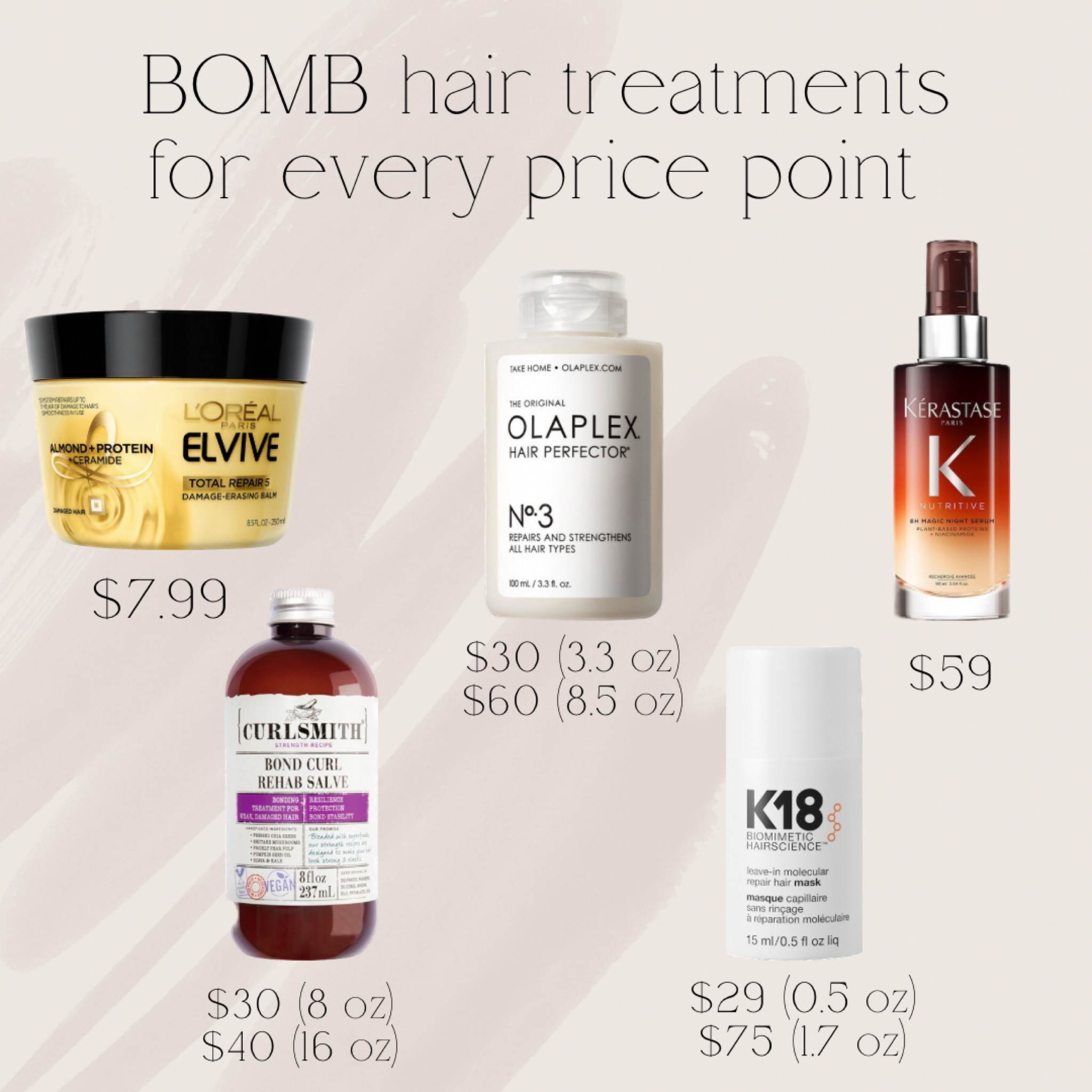 The best hair treatments/masks for damaged hair. Olaplex and K18 are my personal favorites but they’re ALL amazing.


#LTKbeauty #LTKfindsunder100 #LTKfindsunder50