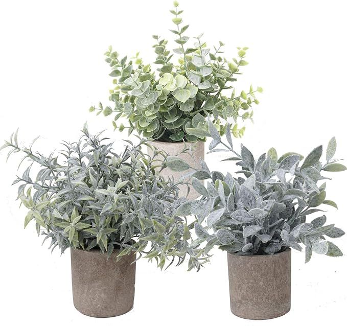 skylable Potted Fake Plants Rustic Farmhouse Plant Decor Artificial Plastic Eucalyptus Plants for... | Amazon (US)