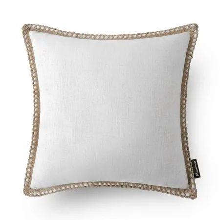 Phantoscope Linen Trimmed Farmhouse Series Decorative Throw Pillow, 18” x 18”, Off-White, 1 P... | Walmart (US)