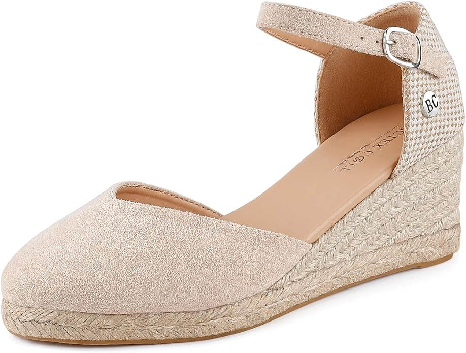 BCTEX COLL Women's Espadrilles Wedge Sandals Ankle Strap Platform Closed Toe Dressy Shoes | Amazon (US)