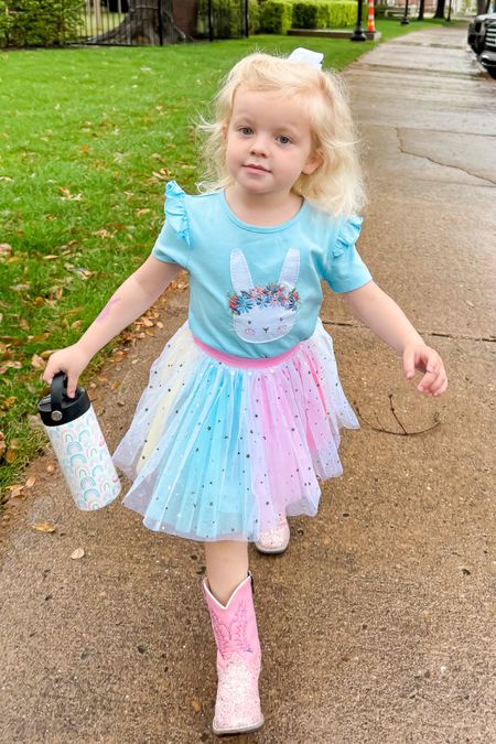 Cool-girl Easter vibe 💗 my little mini me in the making! How cute is this tutu skirt and pink boots for a fab school look?! #jojomommy #kidsclothes

#LTKfindsunder100 #LTKfindsunder50 #LTKkids