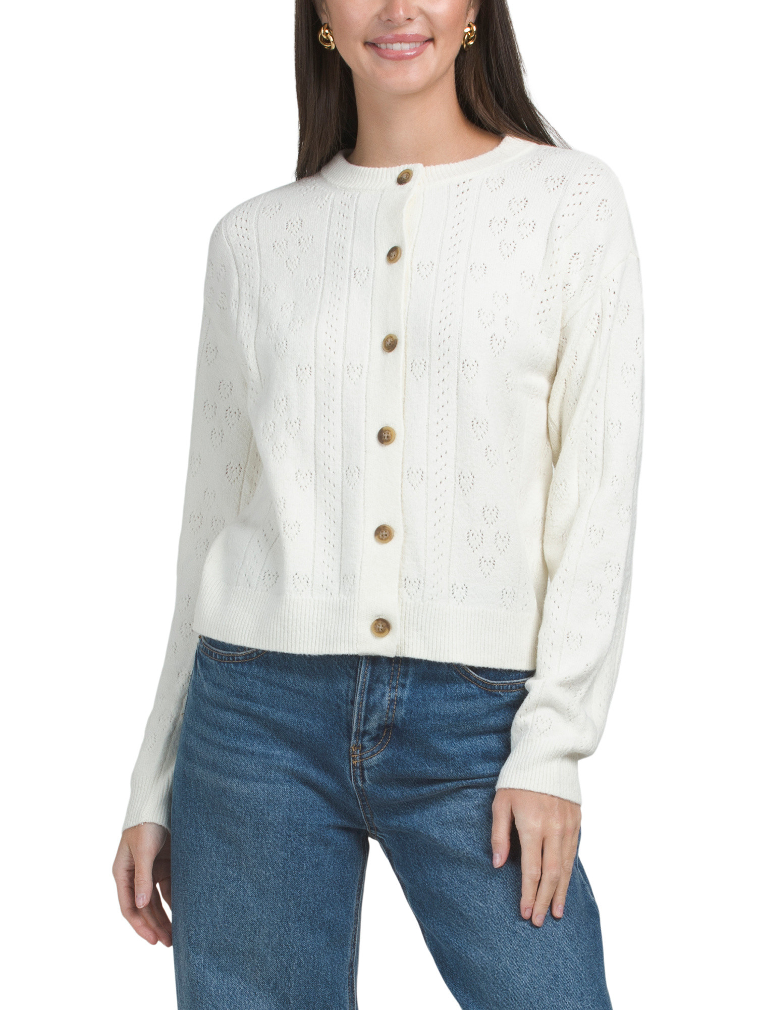 Long Sleeve Pointelle Cardigan | TJ Maxx