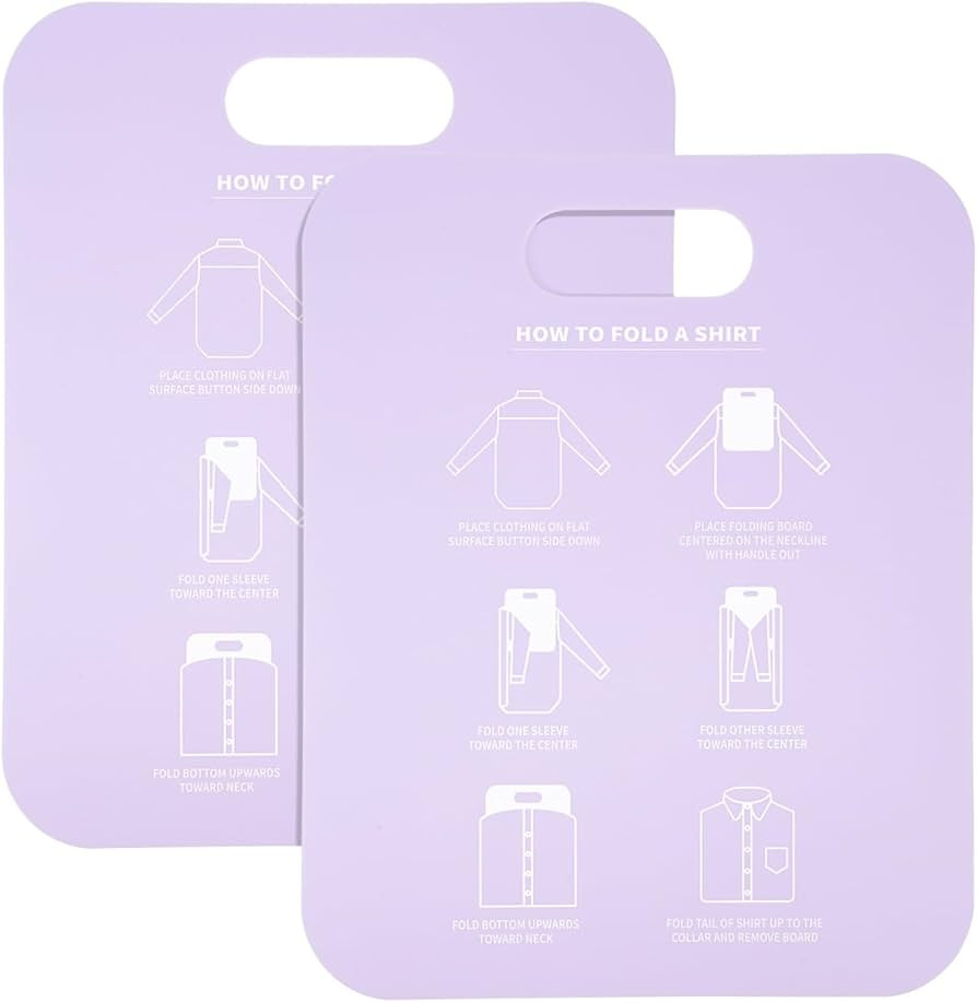 2 Pcs Shirt Folding Board, Portable Clothes Folder Plastic Laundry folders for Travel Adult White | Amazon (US)