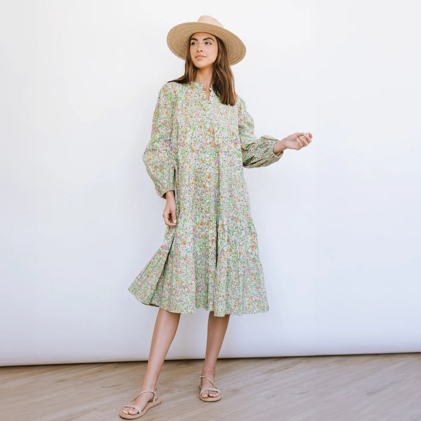 Key Lime Flower Anna Dress | Sunshine Tienda