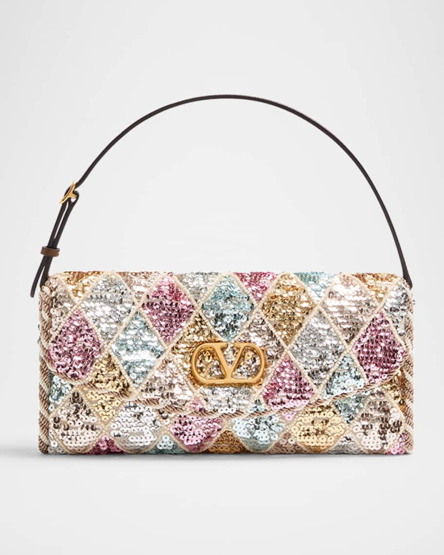 Valentino Garavani Vain Small Diamond Sequin-Embroidered Shoulder Bag | Neiman Marcus