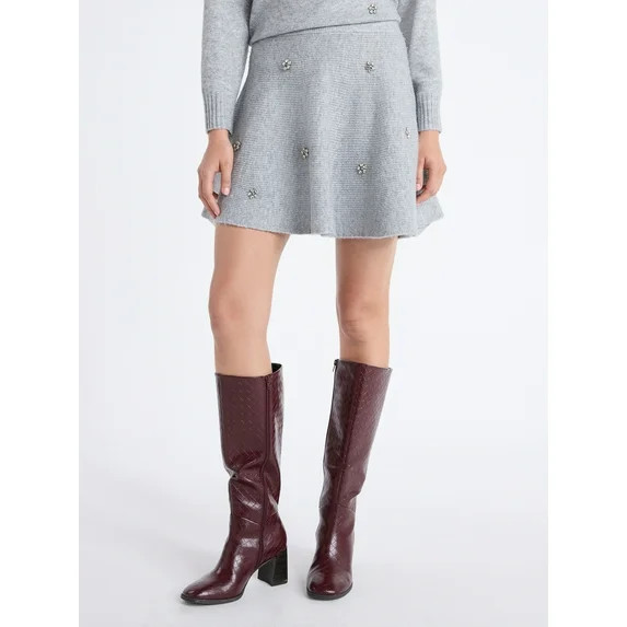 Free Assembly Women's and Women’s Plus Embellished Mini Sweater Skirt, Sizes XS-4X | Walmart (US)