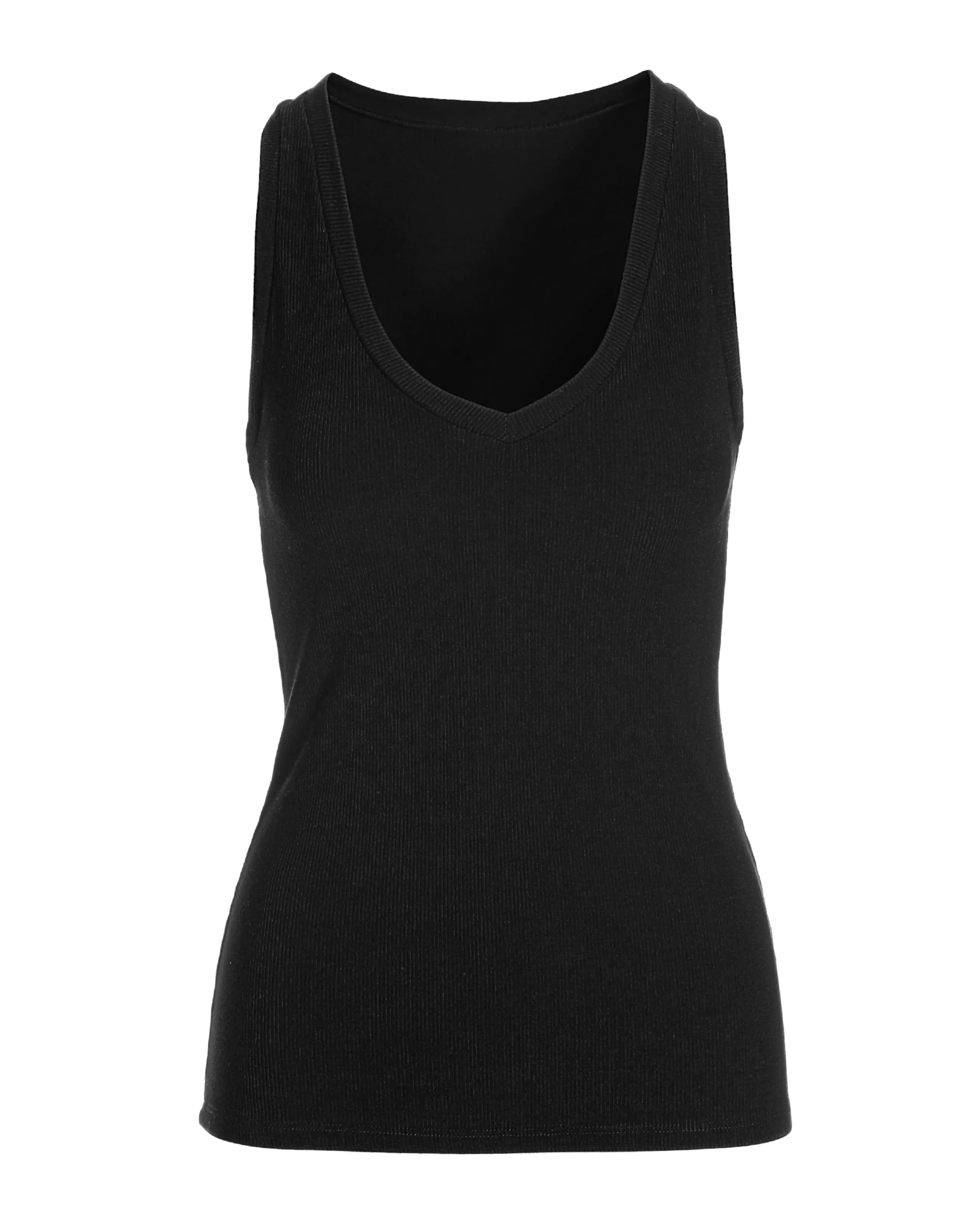 Ribbed V Neck Top - Black | Boston Proper
