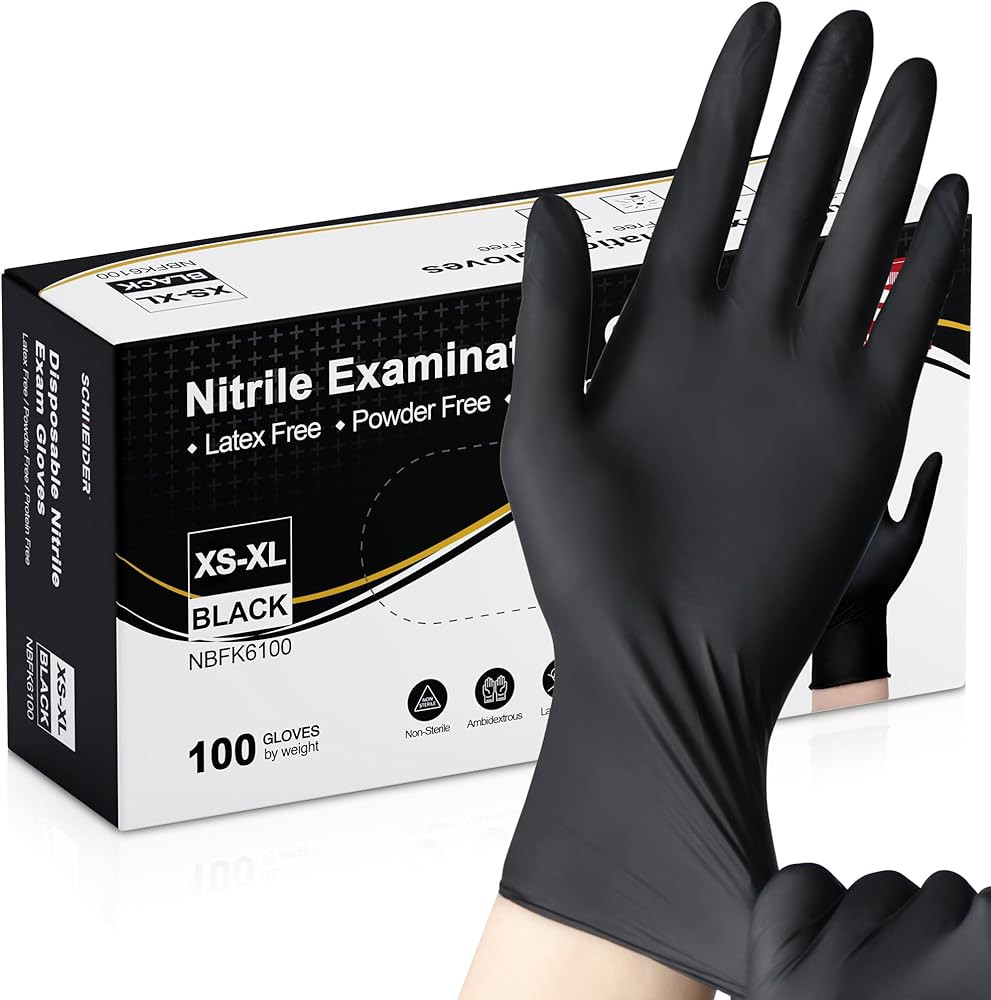 Schneider Nitrile Exam Gloves, Black Latex Free Powder Free Disposable Gloves for Medical, Cookin... | Amazon (US)