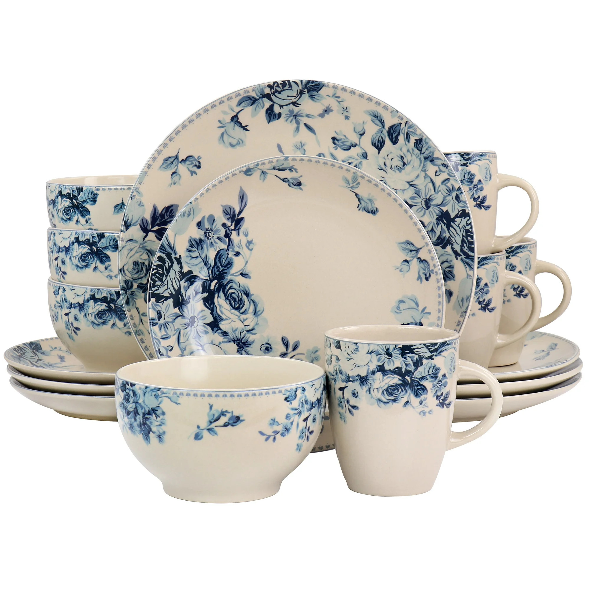 Elama Traditional Desert Rose 16 Piece Dinnerware Set | Walmart (US)