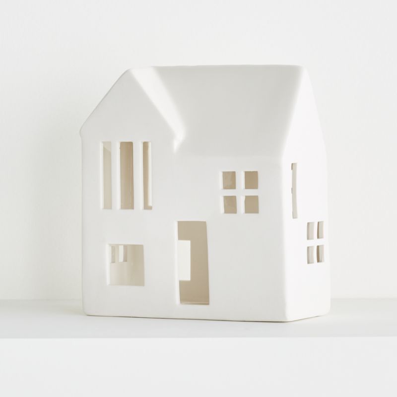 White Ceramic Holiday Mansion + Reviews | Crate & Barrel | Crate & Barrel