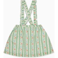 Sage Floral Stripe Reina Girl Pinafore Skirt | La Coqueta