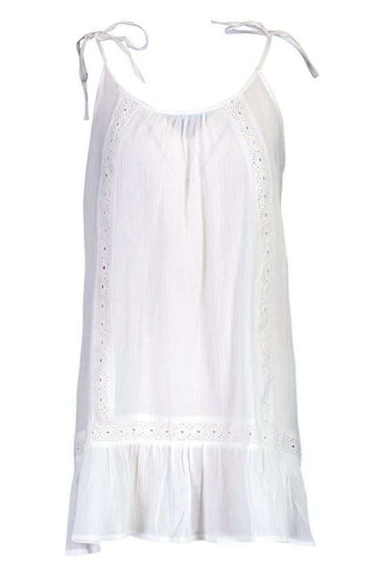 Embroidered Cheesecloth Beach Dress | Boohoo.com (US & CA)