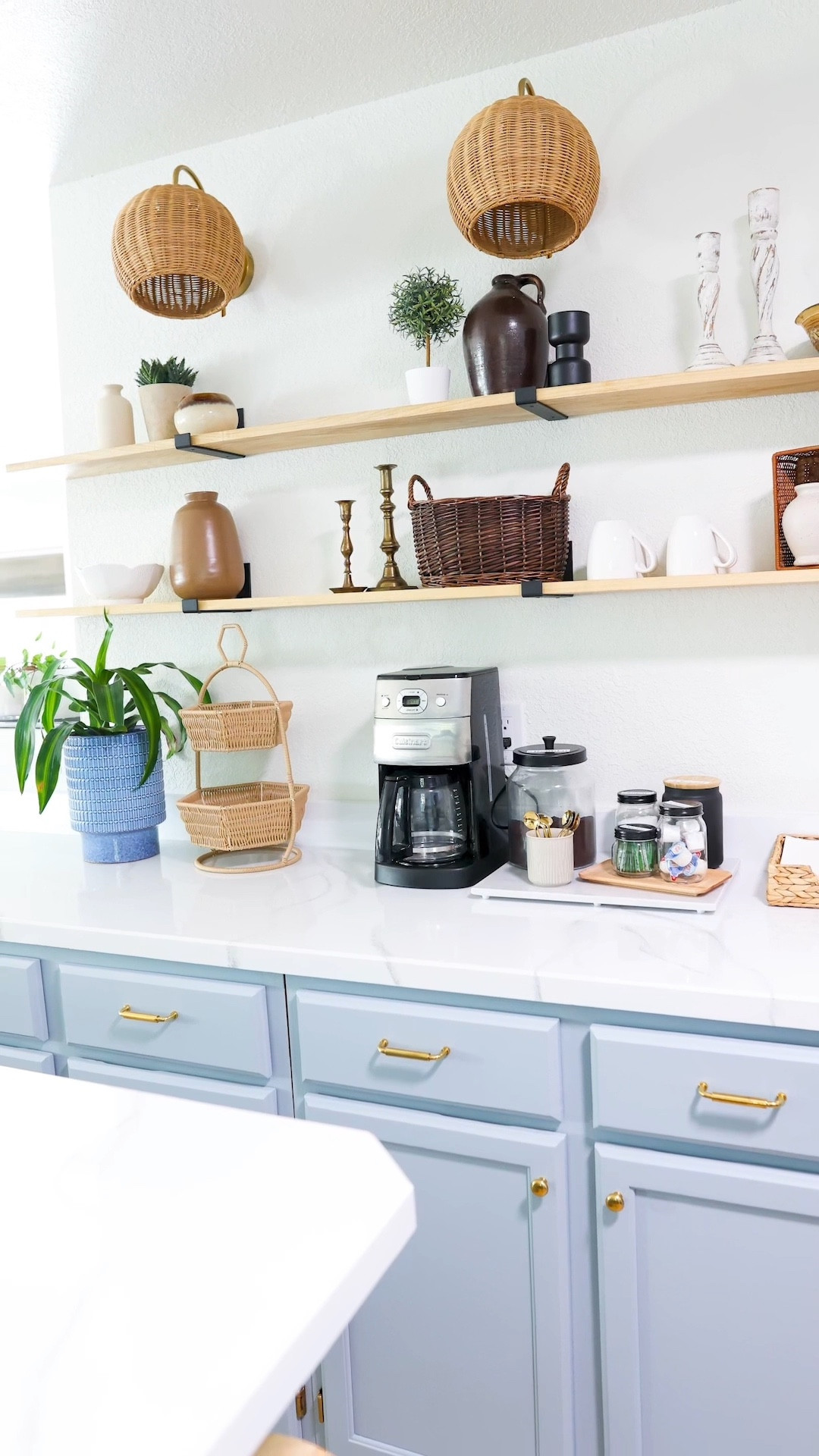 Lake house kitchen makeover! These countertops only cost me $200! I painted the cabinets with Sherwin Williams Stardew and hung custom open shelving. It’s been 2 years and I still LOVE how the final product looks!

#LTKstyletip #LTKhome #LTKVideo
