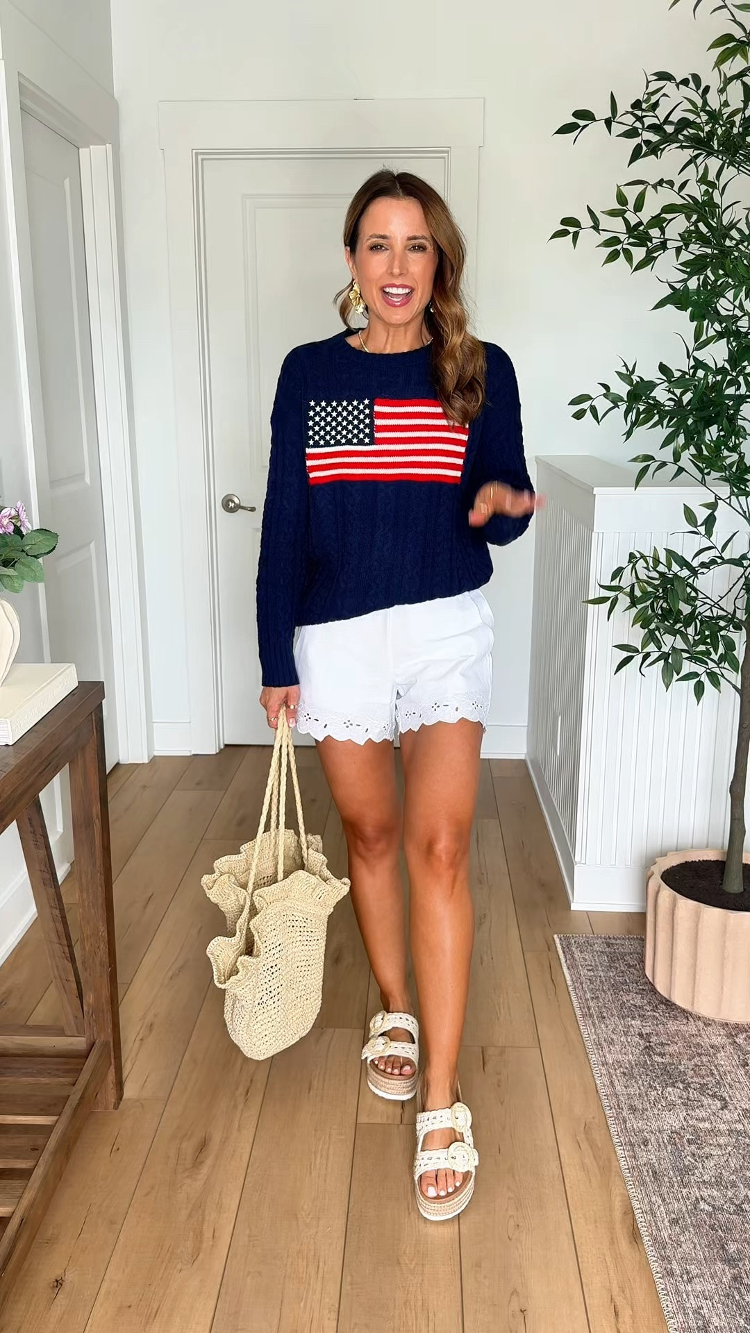 New arrivals at Target! American Flag sweater in XXS and white eyelet shorts in XS - could size down if in-between. Summer outfits. Resort wear. Vacation outfits. Summer outfits. Dinner date. Beach vacation. Cruise outfits. Festival outfits. Country concert outfits. Date night outfit. 4th of July outfits. Memorial Day weekend. BBQ outfits.

#LTKootd #LTKTravel #LTKSwim