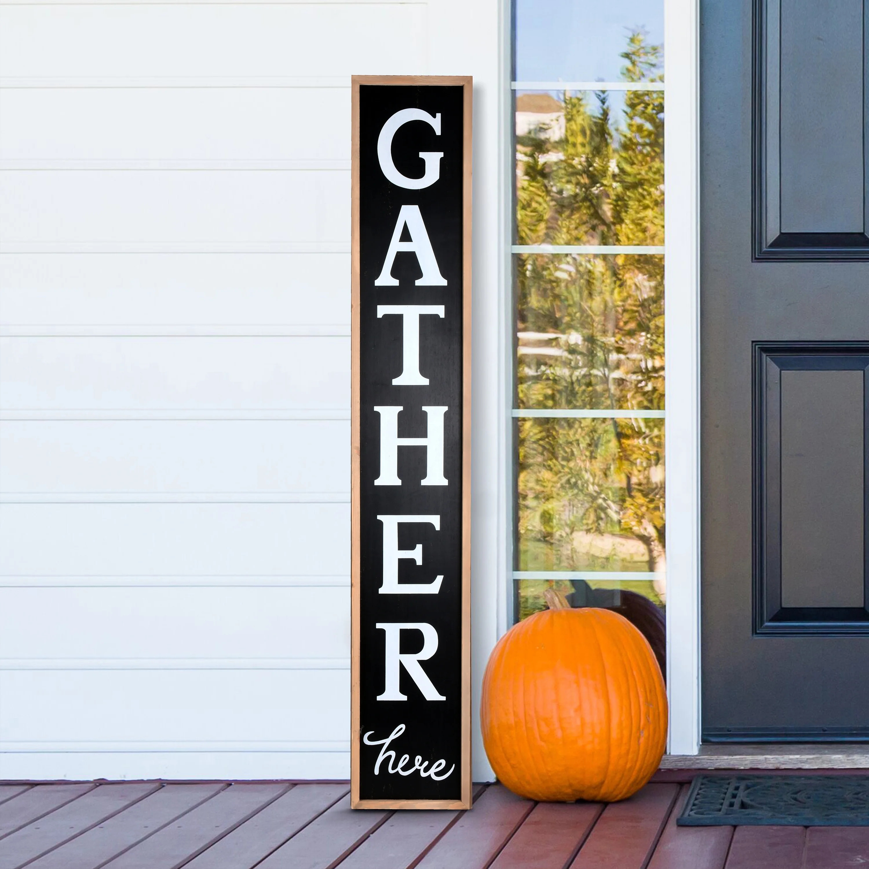 Mainstays Outdoor Gather Here Wood Garden Porch Sign Decor - Walmart.com | Walmart (US)