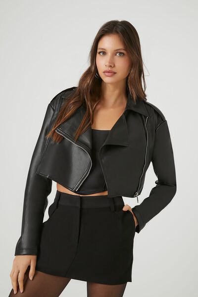 Faux Leather Cropped Moto Jacket | Forever 21 (US)