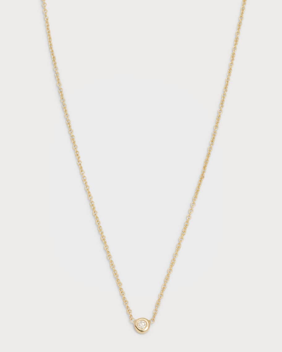 Zoe Lev Jewelry 14k Yellow Gold Mini Bezel Diamond Necklace | Neiman Marcus
