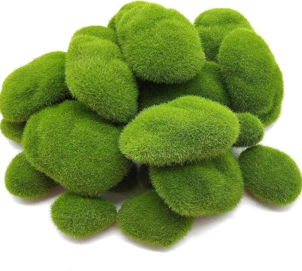 RONYOUNG 30PCS Artificial Moss Rocks, 3 Size Faux Green Moss Covered Stones Green Moss Balls Deco... | Amazon (US)