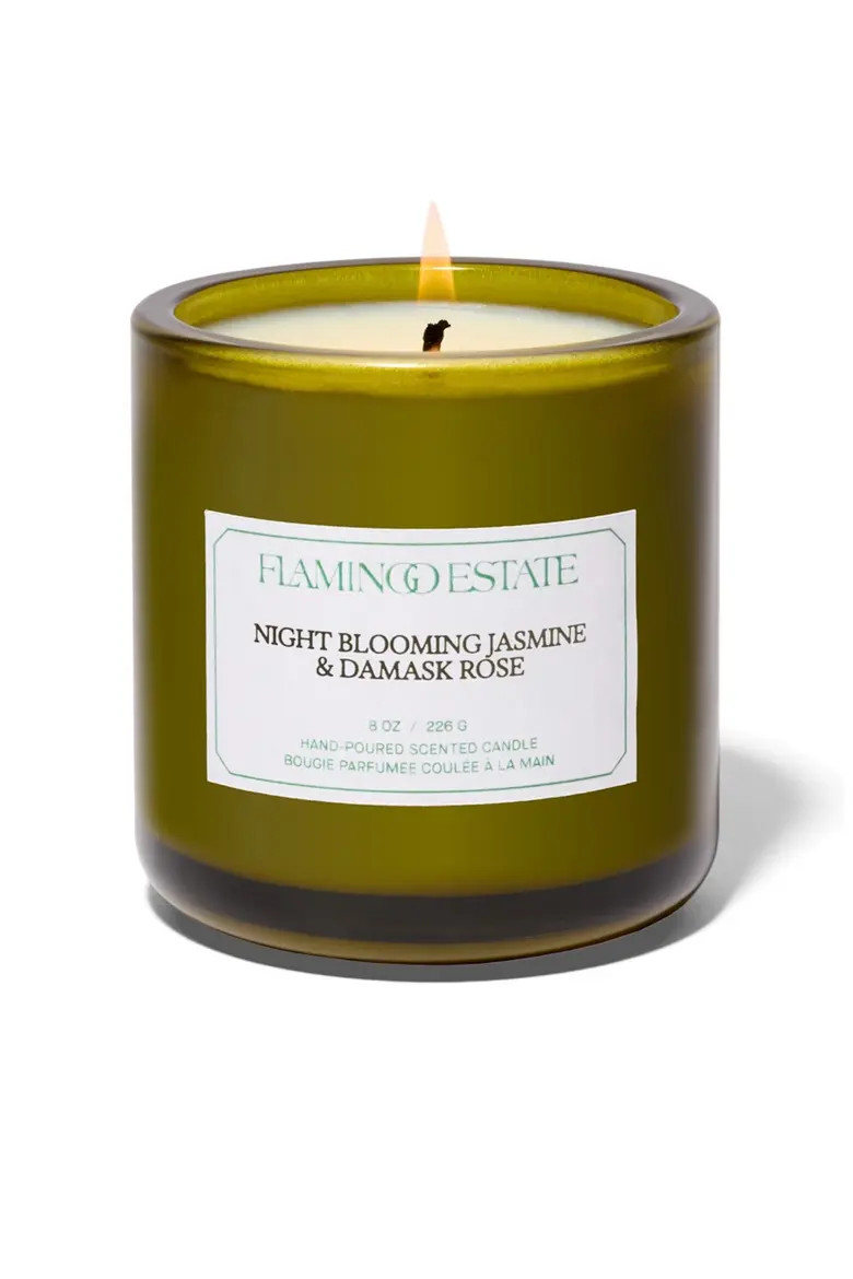 FLAMINGO ESTATE Night Blooming Jasmine & Damask Rose Candle in Green at Nordstrom | Nordstrom