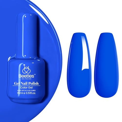 Beetles Blue Gel Nail Polish, 15ML Electric Punk Bright Blue Gel Polish, Soak Off UV LED Nails Art DIY Manicure for Women | Amazon (US)