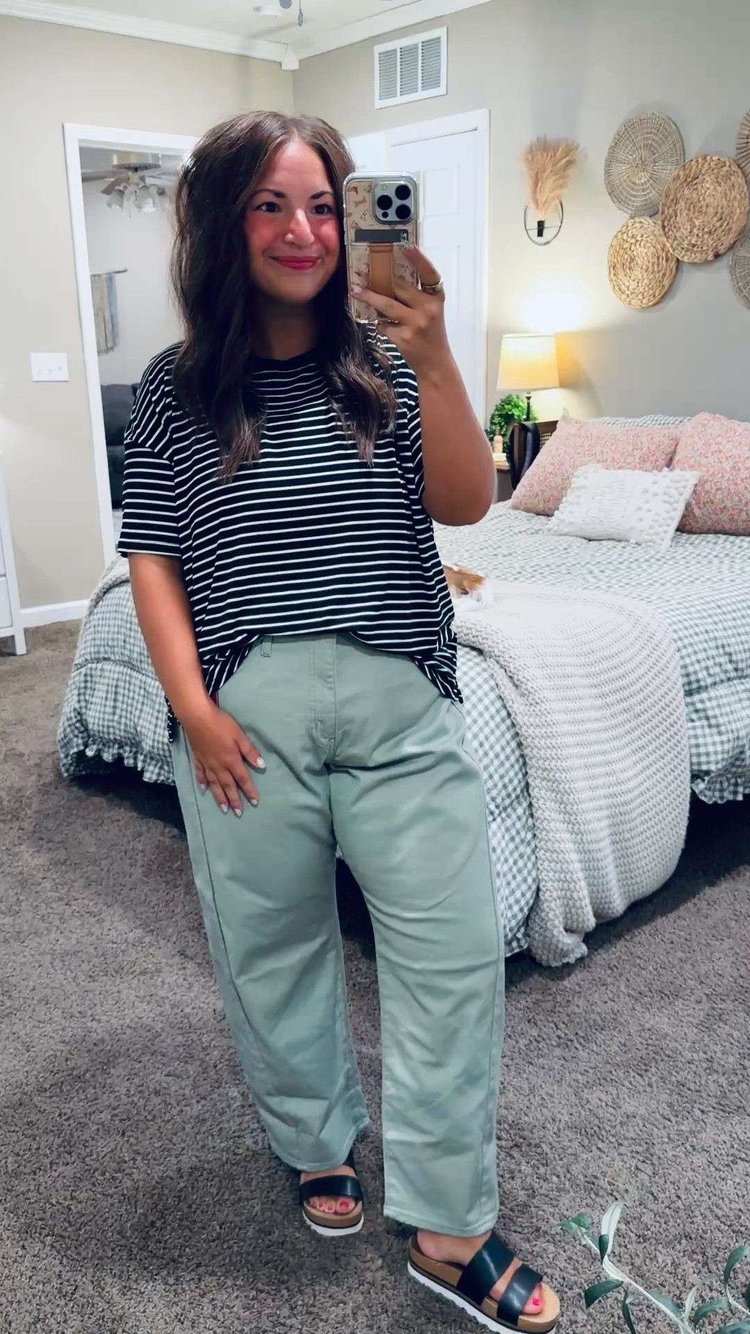 Classroom outfit inspo from Walmart! 🍎 This striped top and sage green pants make such a cute, comfy look for busy school days. Throw on a denim jacket for fall and you’re ready for cooler classroom days!


sandals: fit true to size // wearing a 5
jeans: fit oversized // wearing a 12
tee: fits oversized // wearing a large 

 #LTKootd #LTKMidsize #LTKWorkwear