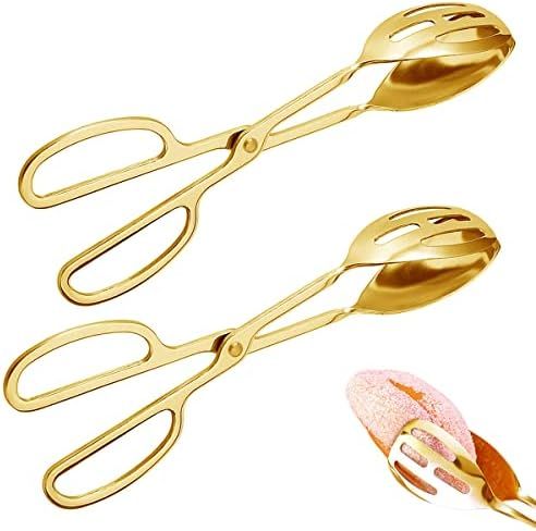 IAXSEE 2 Pieces Buffet Salad Tongs for Kitchen Serving and Cooking, Stainless Steel Food Scissor Ton | Amazon (US)