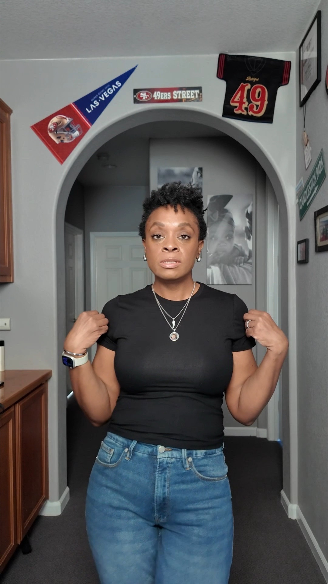 My hallway is my runway. 👖✨A New Mini Series

This episode is all about denim from Good American that actually works for real life. Same top. Four different jeans. Same elevated, confident energy — just different fits and vibes.

Tell me — which pair of denim you’d grab first? 👀👇🏽

⸻

🖤 OUTFIT DETAILS

Clothing From @goodamerican
Top: Super Stretch Baby Tee (Gifted)

Bottoms (4 shown, 3 Gifted):
• Good Icon Straight – Indigo
• Good Icon Straight – Black
• Always Fits Good Curve – Indigo
• Good Skate Crop Wide Leg – Indigo

Accessories:
• Earrings: Stately Steel @hsn
• Necklaces: Jacoje & traxnyc

No shoes — because this runway stays home 😉 What shoe would you wear with these options? Drop them below 👇🏾 

#fashion #clothing #denim #ootd over40