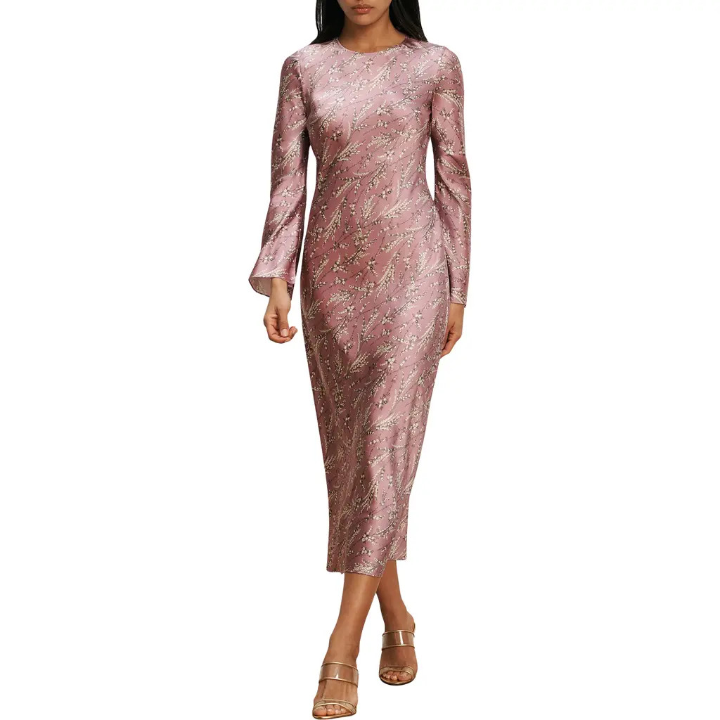 Veronica Beard Gemma Floral Long Sleeve Silk Blend Dress in Orchid Haze Multi at Nordstrom, Size 4 | Nordstrom