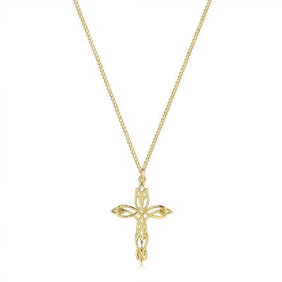 Gold Iris Cross Necklace – 14K Plated CZ Pendant for Women | Target