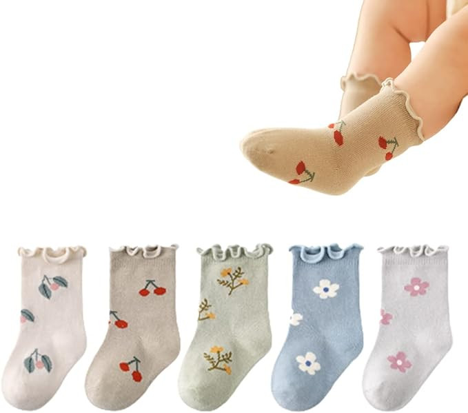 Baby Toddler Girls Ruffle Socks Newborn Infant Girl's Knee High Solid Cotton Long Socks | Amazon (US)