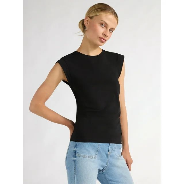 Scoop Women's Ruched Top with Cap Sleeves, Sizes XS-XXL | Walmart (US)