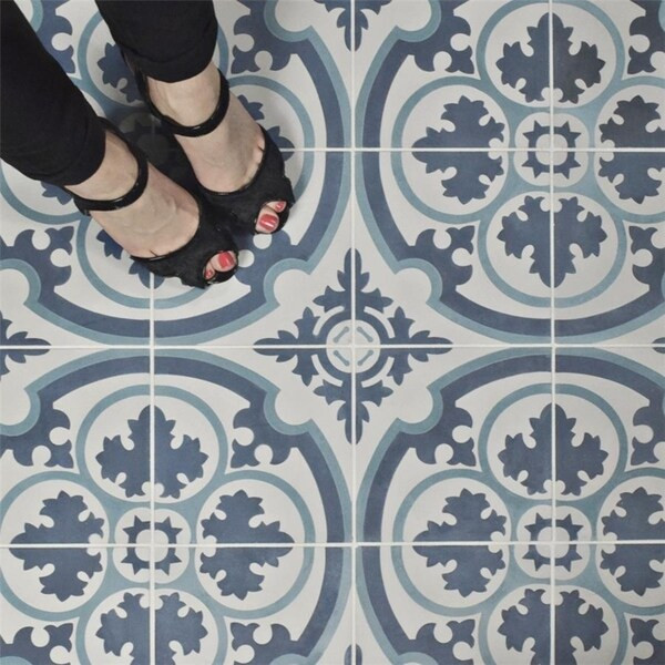 SomerTile 7.875x7.875-inch Cement Queen Mary Sky Cement Floor and Wall Tile (12 tiles/5.5 sqft.) | Bed Bath & Beyond