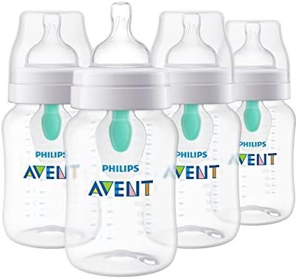 Philips AVENT Anti-Colic Baby Bottles with AirFree Vent, 9Oz, Clear, SCY703/04, 4 Count | Amazon (US)
