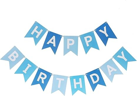 Happy Birthday Banner Gradients Blue Banner Birthday Banner Decoration Party Decoration Supplie | Amazon (US)