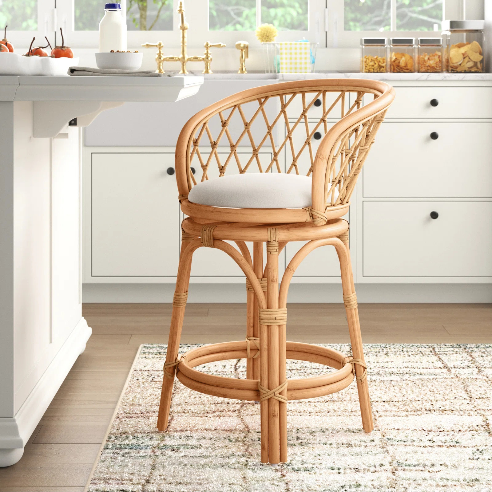 Aamani Swivel Solid Wood 35'' H Counter Stool with Lattice Back and Footres for kitchen or Home B... | Wayfair North America
