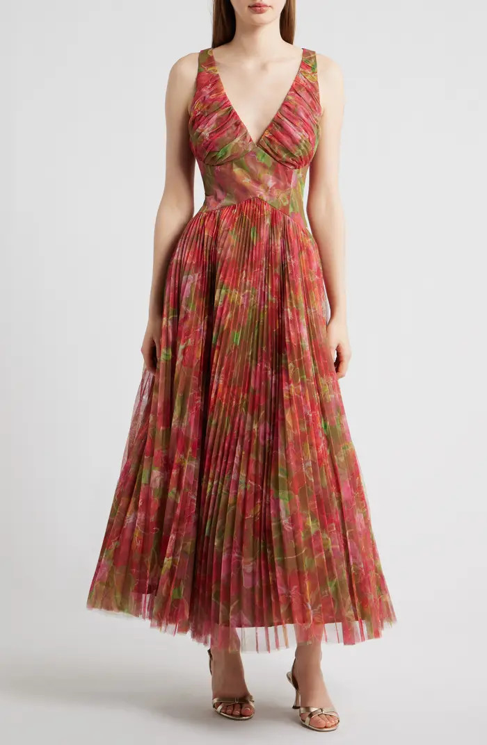Eliana Floral Pleated Gown | Nordstrom