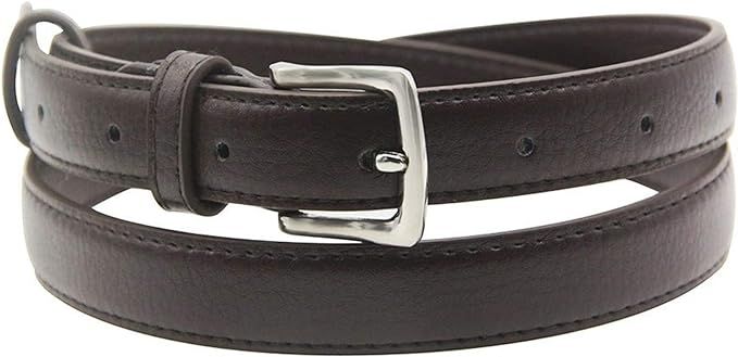 Maikun Womens Belt Skinny Leather Solid Color Pin Buckle Simple Waist for Girls Ladies | Amazon (US)