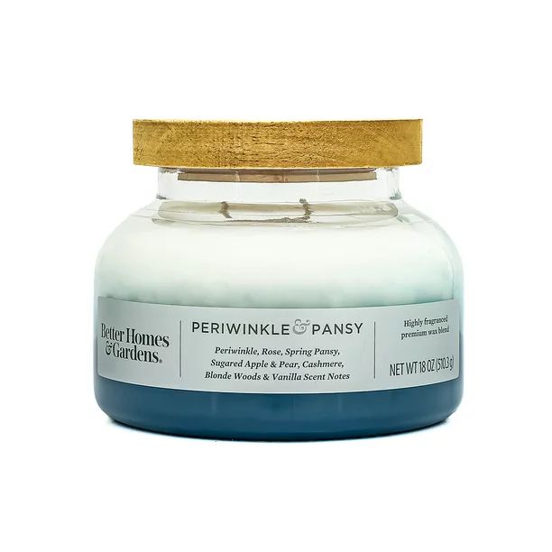 Better Homes & Gardens 18oz Periwinkle & Pansy Scented 2-Wick Ombre Bell Jar Candle | Walmart (US)