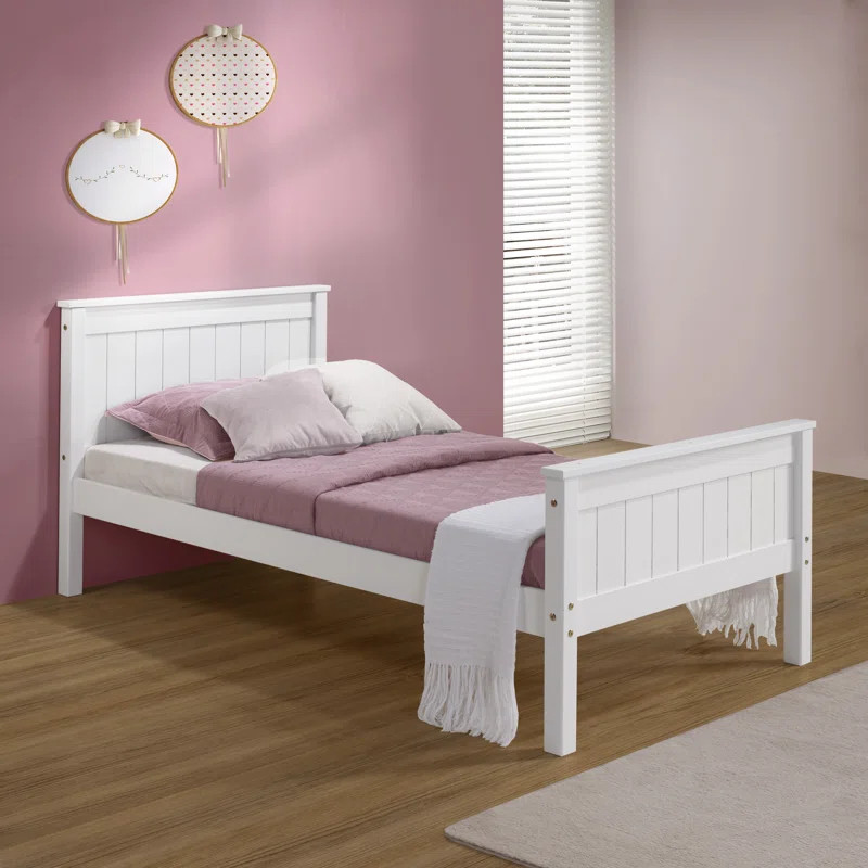 Beckett Twin Modern Farmhouse Cottage Beach Design Solid Wood Frame Platform Bed | Wayfair North America