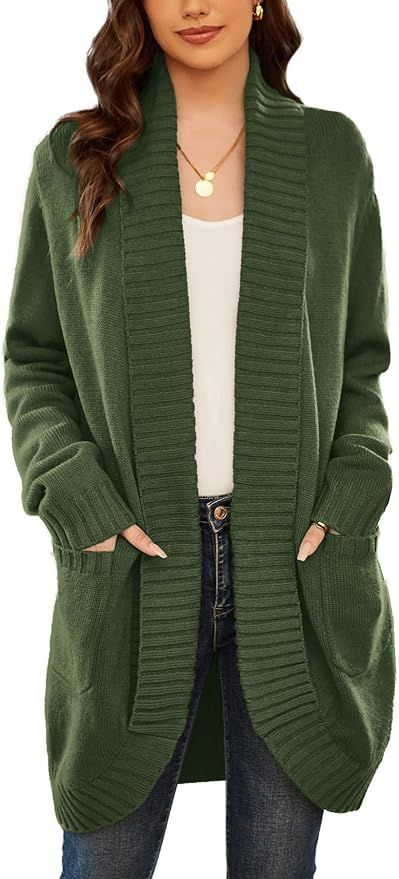 GRACE KARIN Women's 2023 Fall Long Sleeve Chunky Knit Cardigan Draped Open Front Cocoon Sweaters ... | Amazon (US)