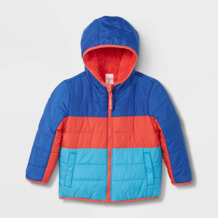 Toddler Boys' Long Sleeve Reversible Puffer Jacket - Cat & Jack™ Blue | Target