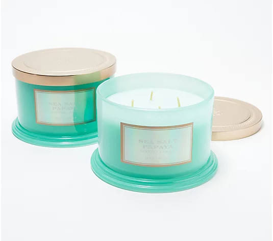 HomeWorx by Slatkin & Co. S/2 Sea Salt Papaya 18-oz Candles - QVC.com | QVC