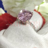 3 Carat Cushion Cut Pink Sapphire Rings, Beautiful Solitaire Engagement Ring White Gold Finish Sterl | Etsy (US)