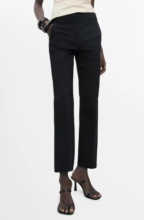 MANGO Ankle Straight Leg Pants in Black at Nordstrom, Size 2 | Nordstrom