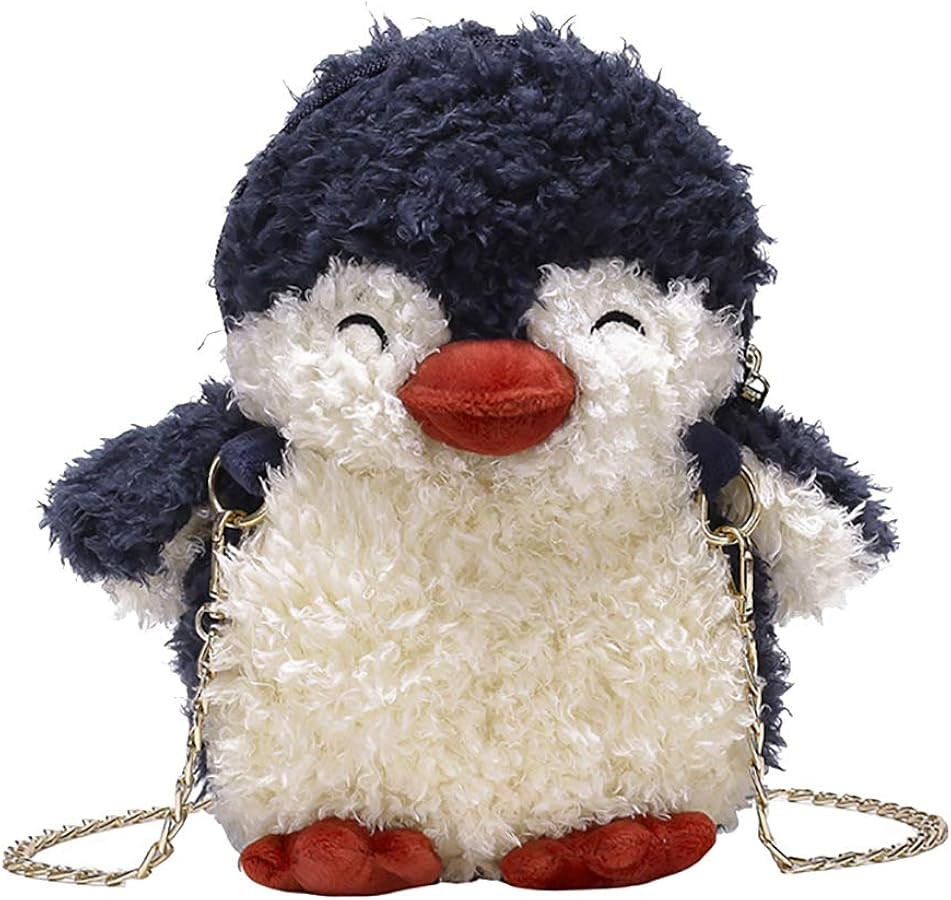 QZUnique Plush Penguin Purse for Women Fluffy Novelty Handbag Kawaii Crossbody Shoulder Bag Chain... | Amazon (US)